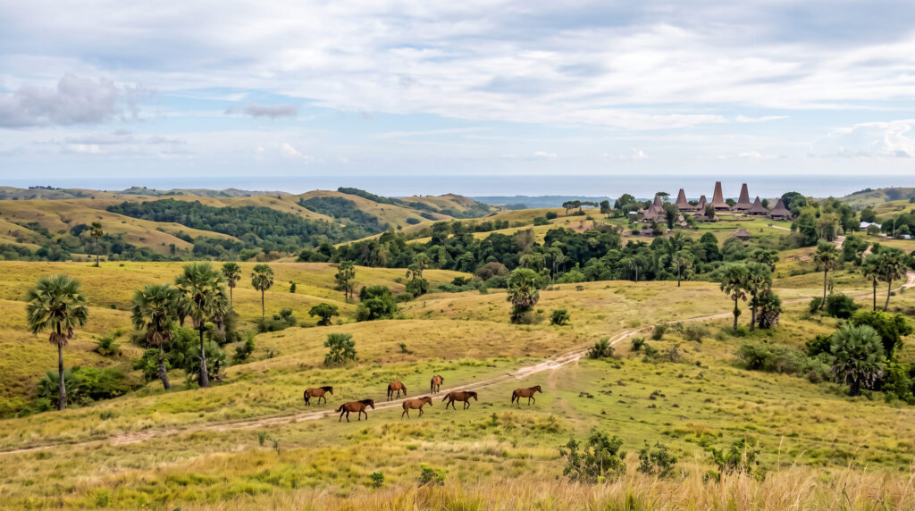 Chevaux de Sandelwood à Sumba
