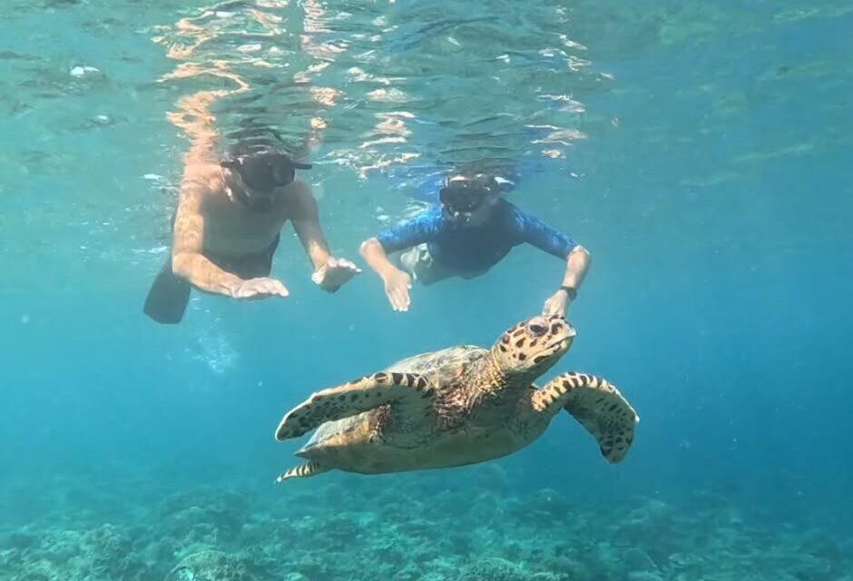 Voyageurs en snorkeling à Bali